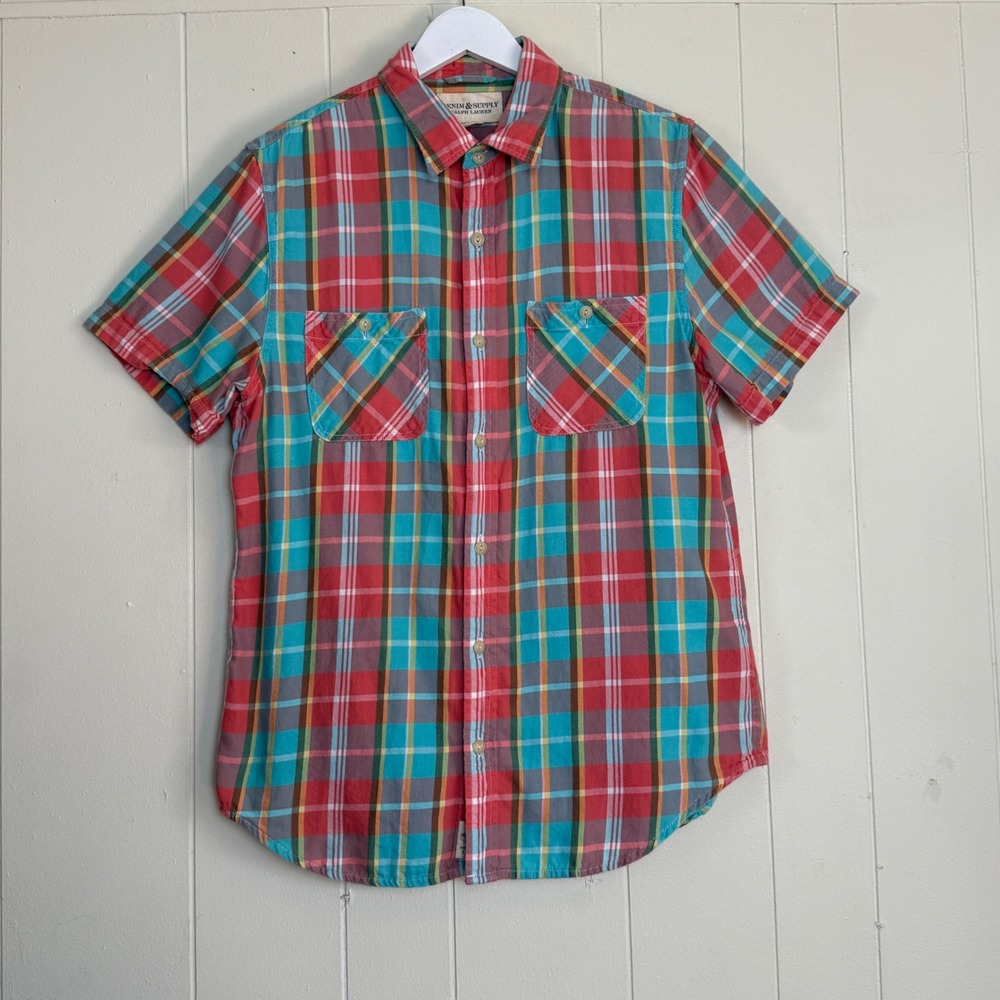 Denim & Supply Ralph Lauren Vtg Mens Plaid Button Down Shirt Size L Western 90s